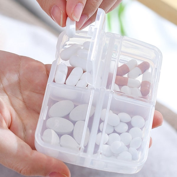 Resemedicin bärare lådor BPA fri piller behållare Set för piller Örhänge Ring halsband 4 cells
