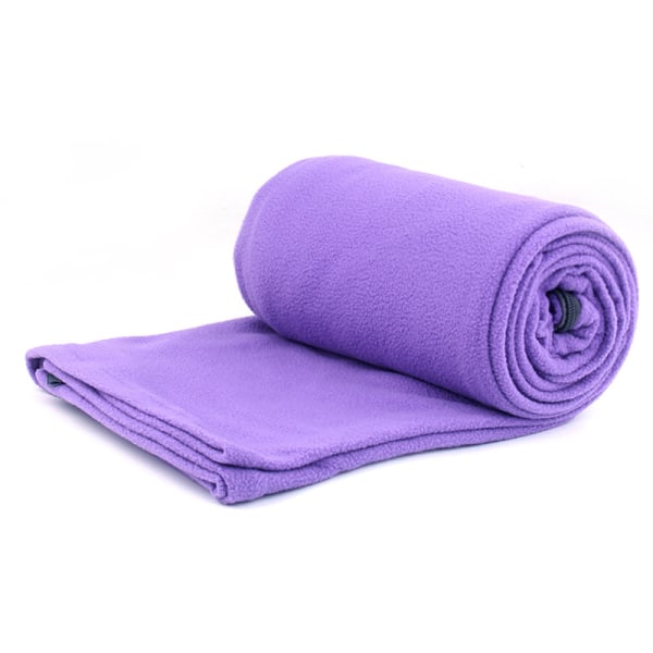 Camping Fleece sovsäck Liner Bärbar varm blixtlåsfilt för utomhushem purple