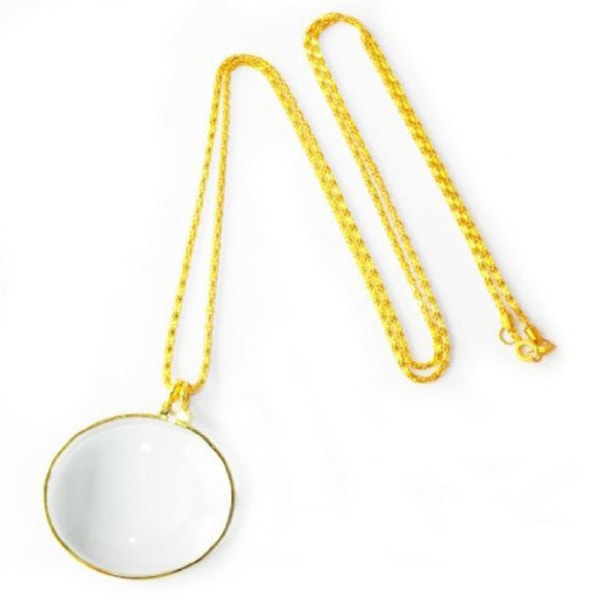 5X förstoringsglas hänge halsband Glas lins legering halsband för bekväm läsning silver