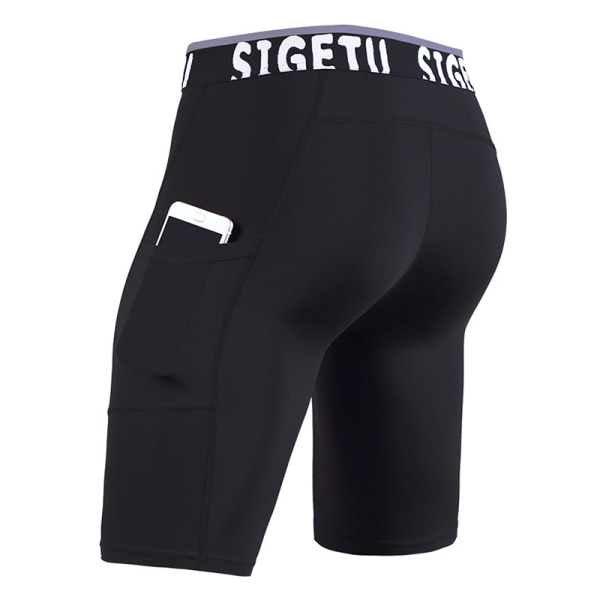 Löpartights för män Shorts med ficka Snabbtorkande Elastic Sports Compression Gym black 3xl