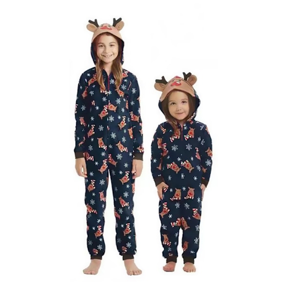 Matchande familjejulpyjamas set söt ren långärmad jumpsuit lös sovkläder casual hem kläder set ny 2t