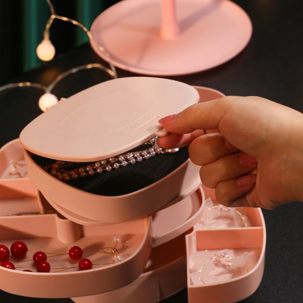 Smycken Organizer case Flerlagers smycken förvaringsbox för smycken förvaringshantering 4 layer pink