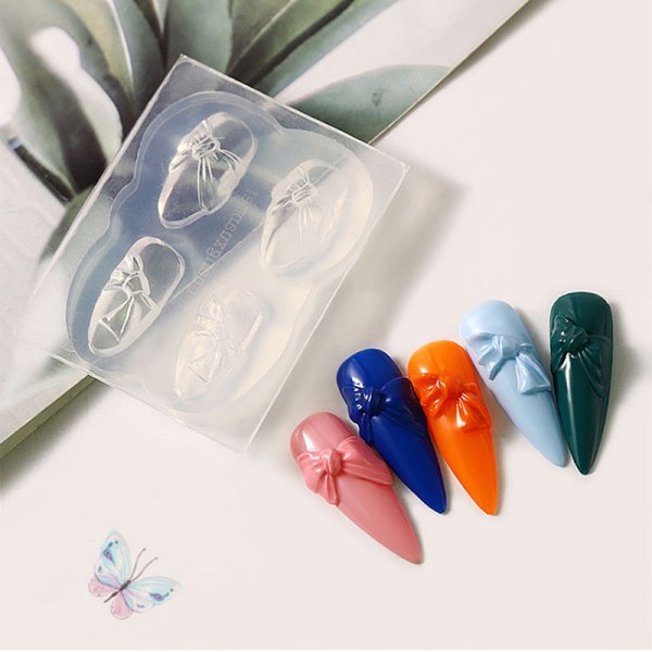 3D Silikonform Form Stämpling Stencils Kristallplatta Nail art mould DIY Manikyr Form bow