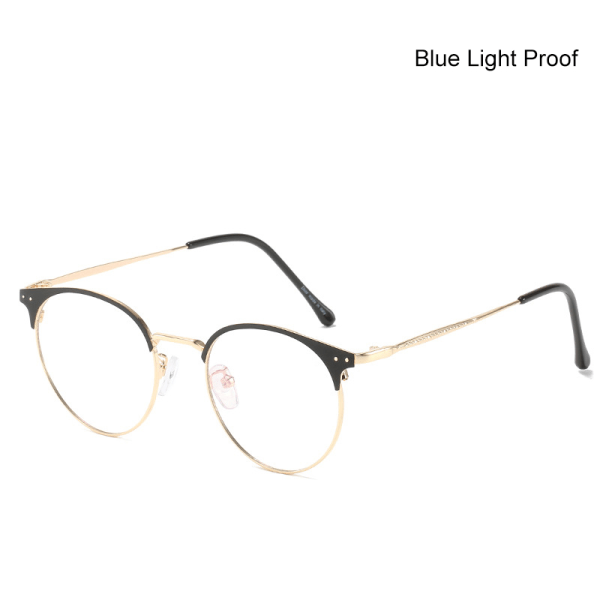 Bluelight-blockerande glasögon platt lins med missfärgad retrostil rund tunn ram för dator b