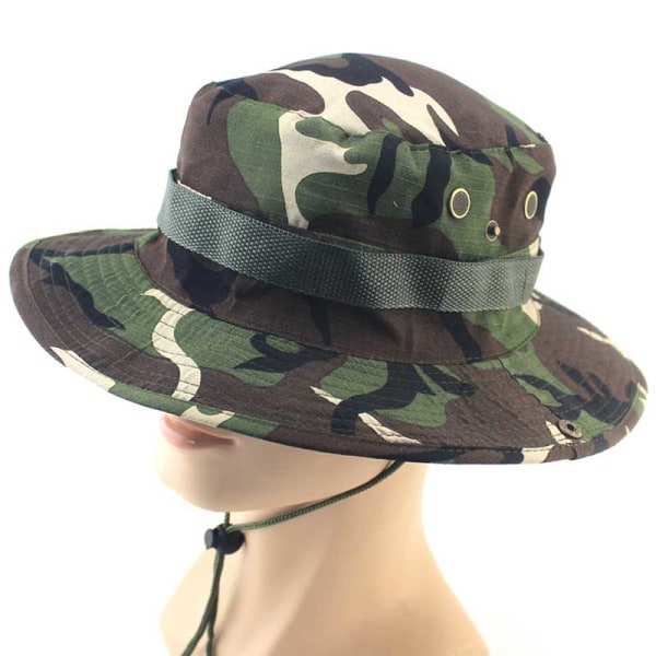 Nyaste Camouflage Utomhus Bergsbestigning Fiske Kepsar Runda Boonie Hattar Militär Camping Utomhus Hatt 7