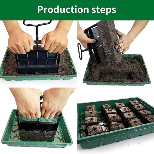 Mini 4-cells jordblockerare Handhållna Easy Seed-Soil Block Makers för trädgårdsredskap black