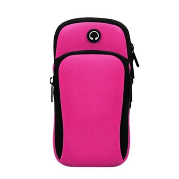 Convenience Running Fitness Universal Smartphone Arm Bag med Hörlurshål Universal rose red