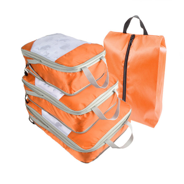 Resekompression förvaringsväska Bärbara kläder Sortering Packpåse Multifunktionstvättväska orange