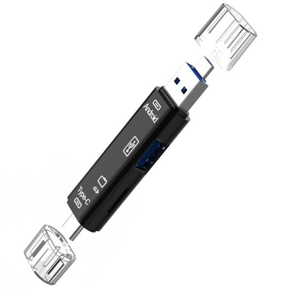 5 i 1 multifunktions USB 3.0 typ CUsb Micro UsbTf minneskortläsare OTG kortläsaradapter black