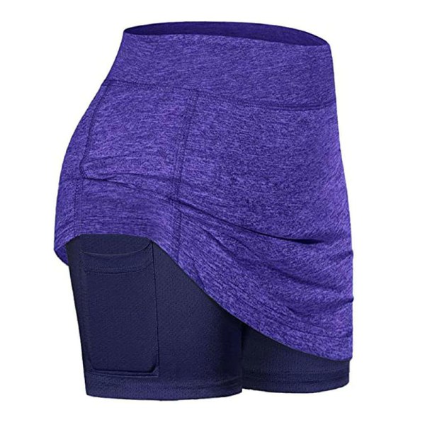 Tenniskjolar damer Innershorts Elastiska sportgolfskor Skort med telefonfickor purple 5xl