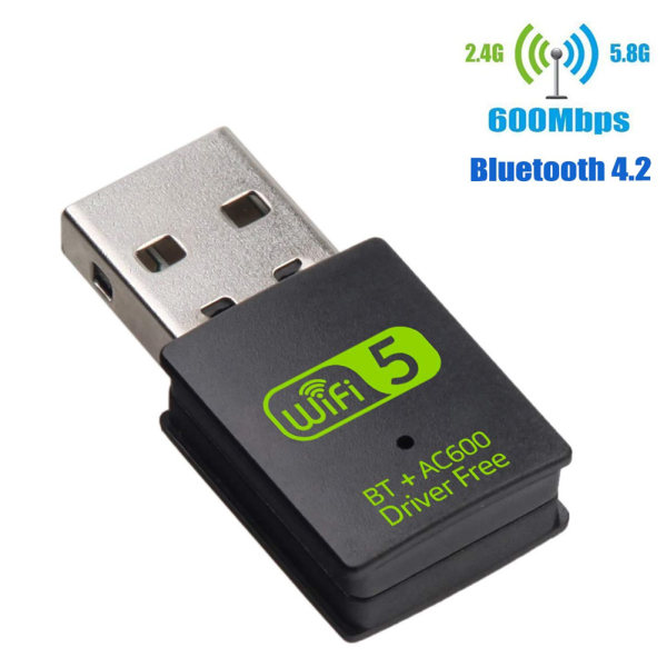 2 IN 1 USB WiFi Adapter Dual Band Wireless External Receiver Dongle för PC Laptopㄗendast 600M med 600m