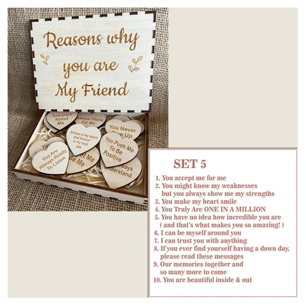 Unik vänskapspresent Hjärtformad träkort Personlig vänskapslåda för födelsedag style 5