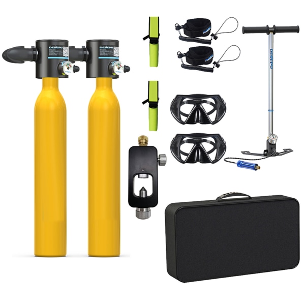 Pro Scuba-Dykutrustning Set 0,5L Dubbel Syrgas Cylinder Snorkel Set blue