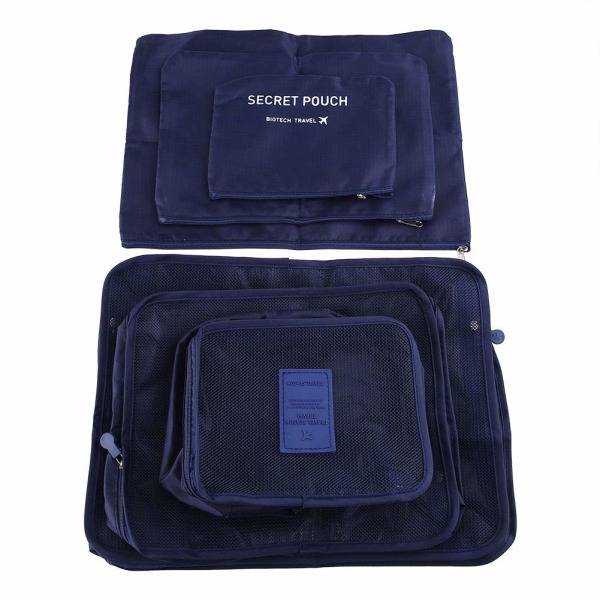 6 st Klädförvaringspåsar Packning Cube Reser Hem Kläder Organizer Set navy blue