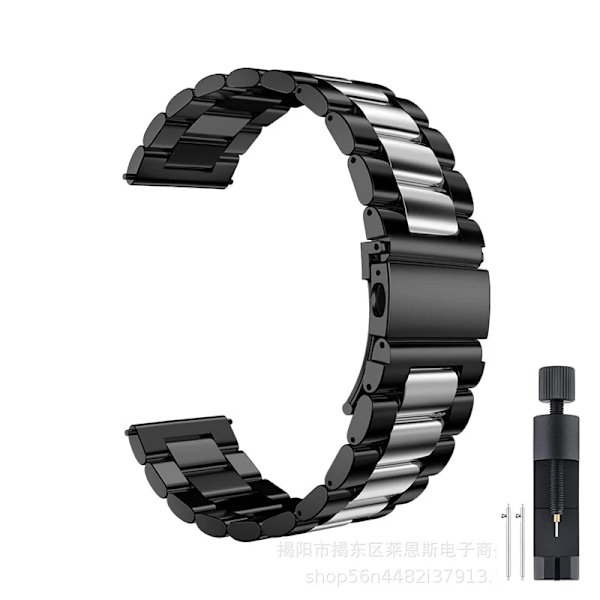 22mm 20mm Metallarmband för Samsung Galaxy Watch 7 6 5 4 40mm 44mm 46mm 5Pro 45mm Rostfritt Stål Armband för Amazfit Bip Huawei GT4 black silver 20MM