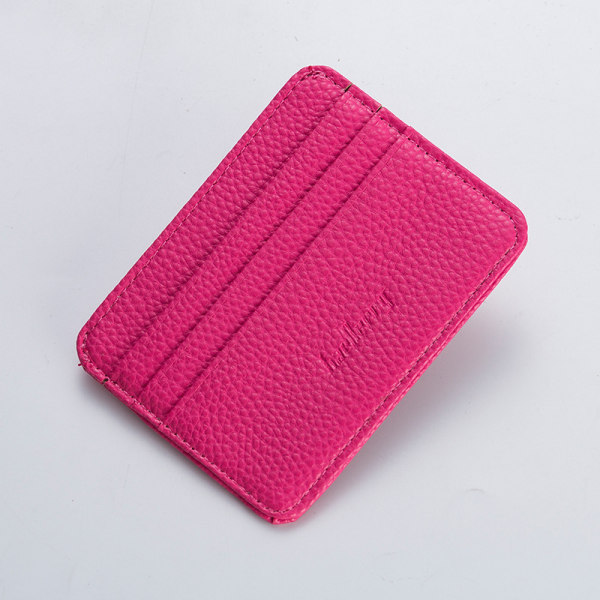 Damer Slim Minimalist Wallet PU Läder Kreditkortshållare Kort plånbok rose red
