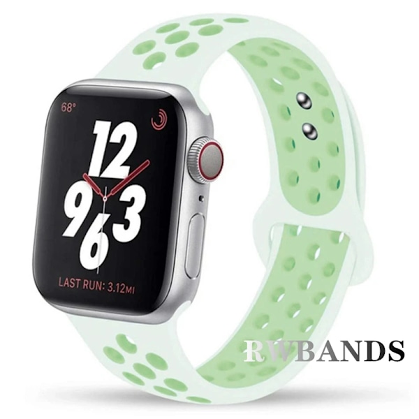 Sportarmband för Apple Watch Band 46mm 44mm 40mm 42-38-41mm 45mm Andningsbart Armband iWatch Series 10 9 8 7 6 SE 5 3 Ultra 2 49mm 48Bright shirt green 38 40 41 S10-42mm ML