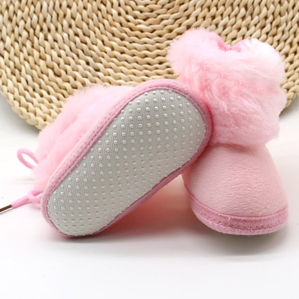 Unisex babys tjockfodrade plyschstövlar Högtopp Varma vinterskor för pojkar, flickor pink size 12