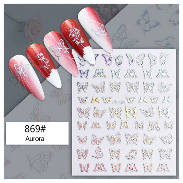 3D Hollow Nail Stickers Butterfly Decals Ripple Print för Nail Art Decoration 1578