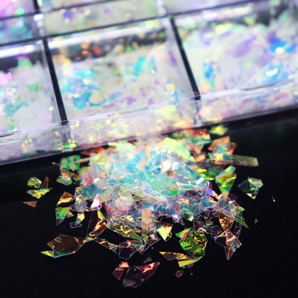 Förpackade nagel PET paljetter Ultratunna färgglada glitterklistermärke Nageltillbehör a