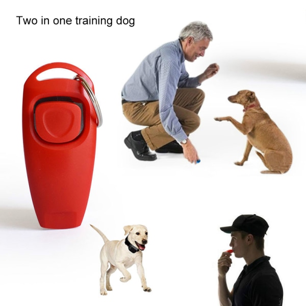 Heta rea!Kombo Dog Clicker & Whistle - Träning,Djurtränare Click Valp med guide,Med nyckelring sky blue