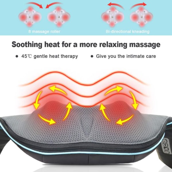 Deep Tissue 4D Knådande massageapparat Infraröd uppvärmning massagefunktion massager för lindring av muskelsmärta blue