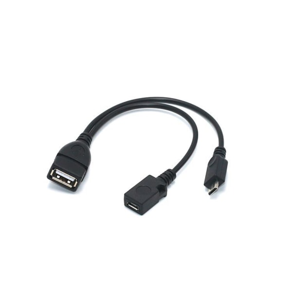 2 i 1 OTG Micro USB Host Power Y Splitter USB Adapter till Micro 5 Pin hane hona-kabel as show