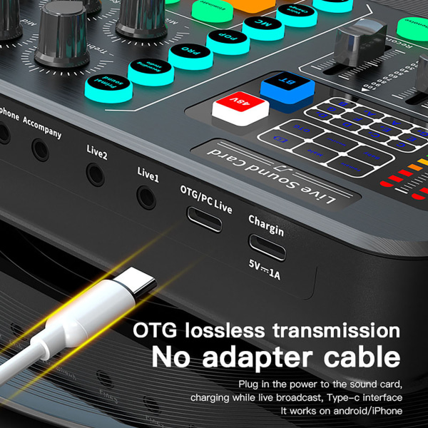 DJ Mixer Ljud Mixer Board Kondensator Mic OTG Lossless Transmission för Hemdator Inspelning Special default