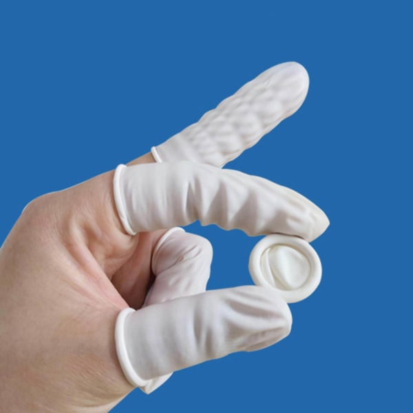 100st Engångs Latex Finger Spjälsäng Fingertoppar Skyddssängar Handskar för skönhetssalong white one size