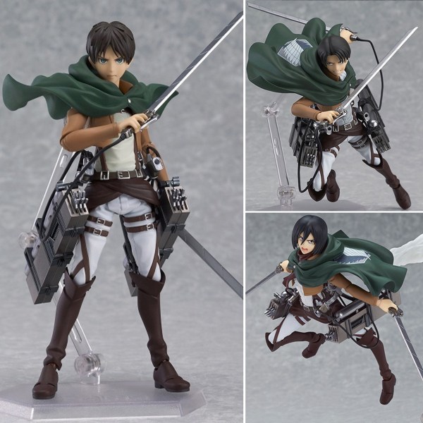 Attack On Titan 14cm Eren Mikasa Action Figur Display Form Form Anime modell leksak levi