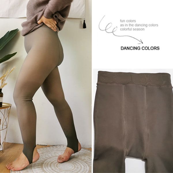 Dam Leggings i stora storlekar Varma fleecefodrade Strumpbyxor med hög midja Smala stretchiga tights för vintern black step on 380g