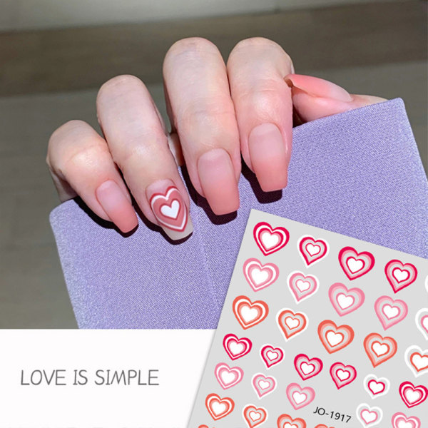 Hjärta Nagelstickers Rosa Vit Blå Nageldekaler för Nagelkonst DIY Manikyr b