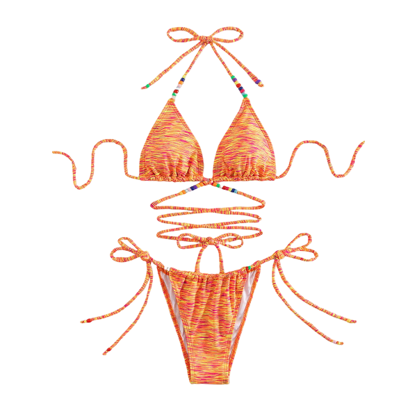 Criss Cross Tie-dye Sexig Bikini Kvinnor Bikini Sida Midja Knot Strings för Strand Simträning Solbränna l