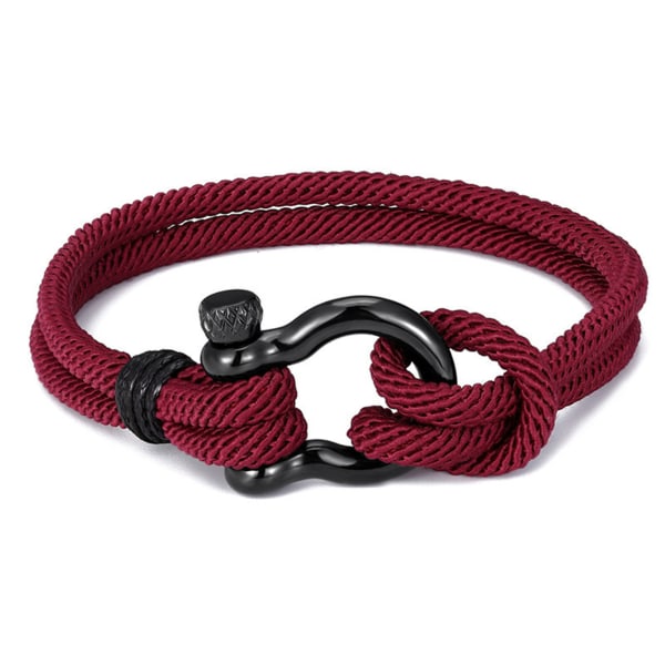 Rostfritt man band rep vävt armband fashionabla charm manliga handledsband smycken gåva wine red