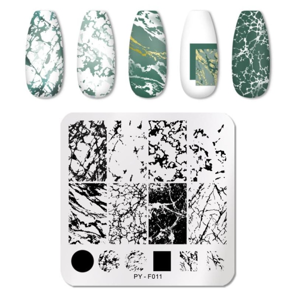 TILLBAKA DIG Blomma Nagelstämpelplåtar Lövstämpelmallar Geometriskt tryck DIY Design Stencilverktyg Nail Art Bildtavla py f020