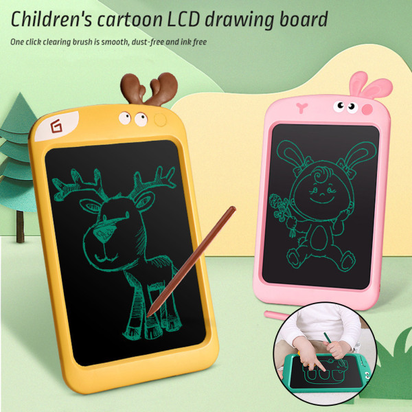 Barn LCD ritplatta tecknad handskrift målarbräda elektroniska doodles skrivblock leksak elk