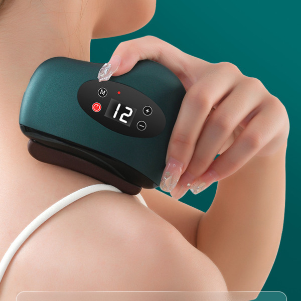 Elektrisk Guasha Massager Hot Stone Värme Skrapbräda USB Laddning Vibration Massager dark green red stone base
