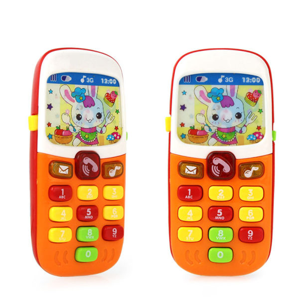 Mobiltelefon Leksak Barn Simulering Elektronisk mobiltelefon med musik LED Barn Pussel tidigt random color