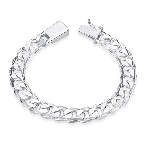 Smycken 925 Sterling Silver 10 mm fyrkantigt spänne sidleds kedja armband för unisex man as show