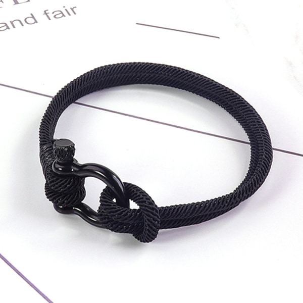 Nautical Armband Handgjorda Nautical Herrarmband med Black Titanium Steel Shackle 4 grandchild card