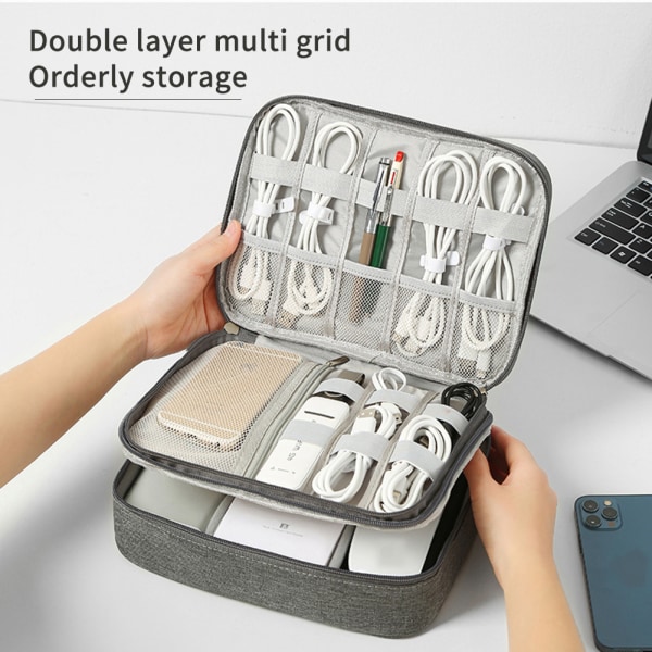Oxford tygkabel förvaringsväska Mode dragkedja Elektronisk digital väska Bärbar USB datalagringspåse single layer black