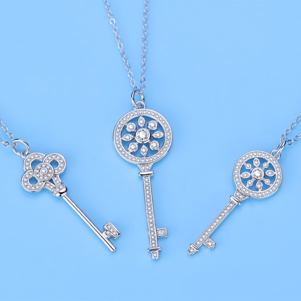Tiffany Sterling Silver 925 nyckel hänge Crown kronblad halsband 1