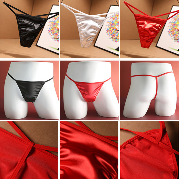 Herr G-String String String Satin Underkläder No Trace Låg midja T-Back Dam Sextrosor för red 2xl