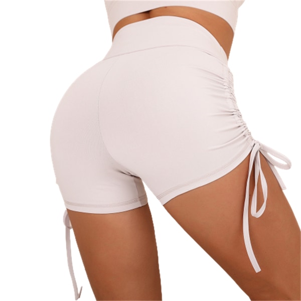 Träningskläder High Waist Gym Yoga Dragsko Side Shorts Sets Höftlyft white m