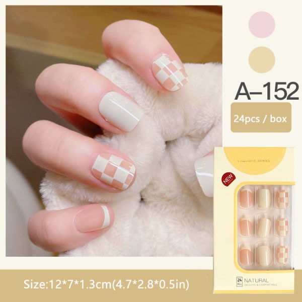 Set med 24 korta nagelbitar Sweet & Fresh Style Stick on akrylnaglar med lim för a214