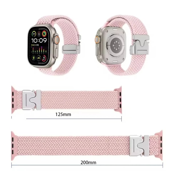 Nylonarmband för Apple Watch Ultra 2 49mm 10 42mm 46mm 9 8 7 45mm 41mm Fallskärmsflätat Bekvämt Band IWatch 6 5 4 SE Correa Brown 38-40-41MM(S10-42MM)