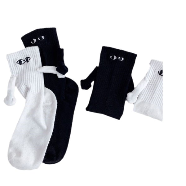 Magnetic TrendSock Couples Hold Hands Socks Roliga Mid tube Socks black 1 pair