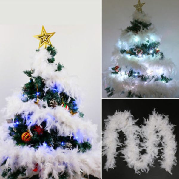 Julgran White Feather Boa Strip Ribbon Party Garland 2M 2m