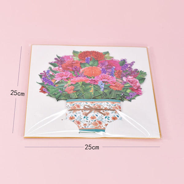 3D Pop Up Hälsning Mors Dag Kort Födelsedag Bukett Blommor C