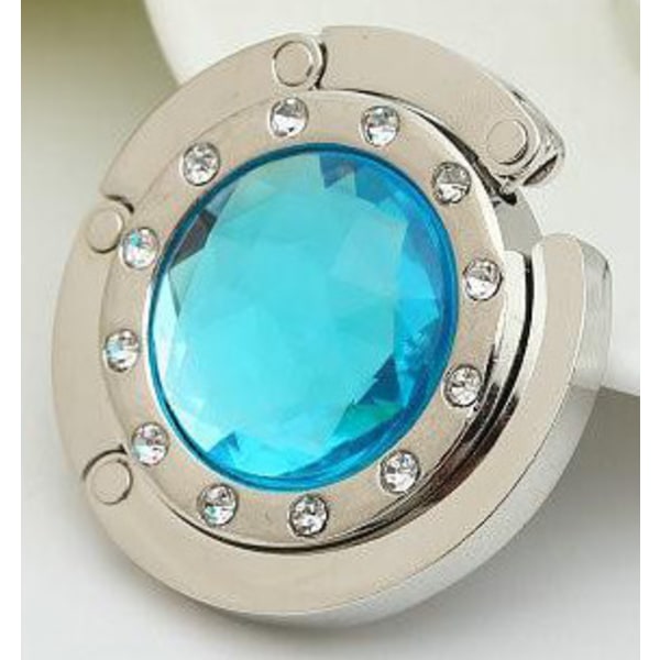 Bärbar praktisk vikbar kristallväska hängare bordskant påskrok crystal purse hook Sky blue